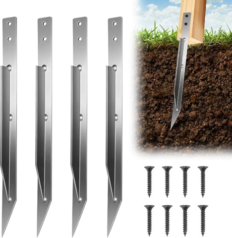 Universal Einschlaghülse Bodenanker, 4-Pack Erdanker für Schaukel Anker Outdoor Schaukel Bodenanker für Rosenbogen Spielhaus Spielturm Sichere Verankerung für Gartenschaukel Verzinkt