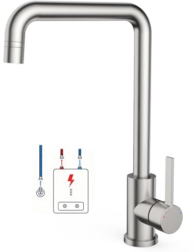 Niederdruck Armatur Küche Mit 3 Anschluessen Fuer Boiler, 2 Strahlarten, 360 ° Drehbare Wasserhahn Küche, Leicht Zu Zerlegen, Spültischarmatur Für Boiler, Untertischgeräte