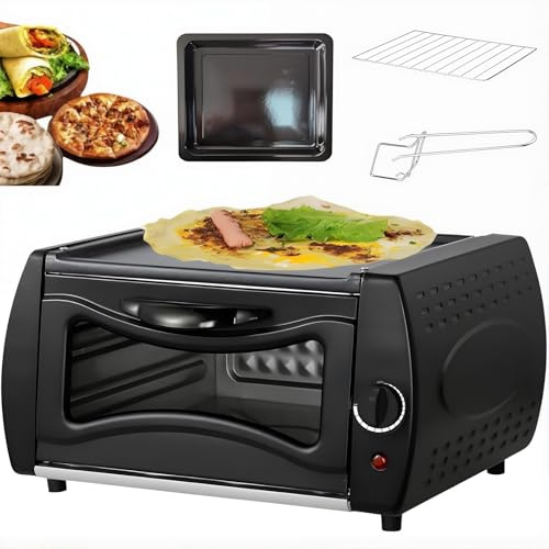 Four À Pizza Électrique 1500 W, Four Tandoor de Comptoir 15 L, Machine À Pain, Thermostat Réglable de 50 À 400 °C, Mini Four À Pizza avec Plaque de Cuisson, Grille Et Poignée, Idéal pour Chapati, Roti