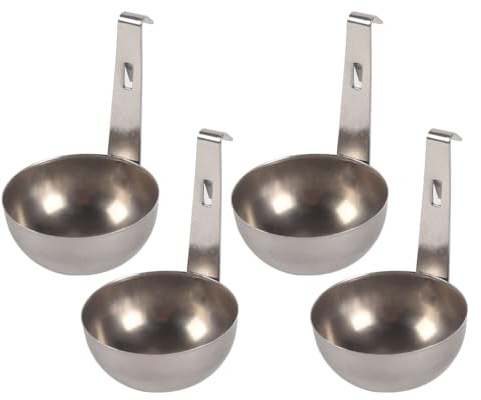 Huba 4pcs Edelstahl pochierte Eierbecher Pochierkapseln Antihaft-Dampfgarer Korb Topf Clip auf Eierhalter für weich gekochte Eier
