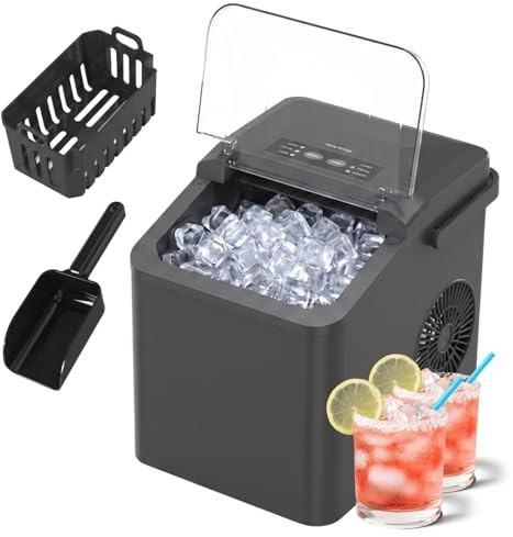 Taurus - Máquina de Hielo 12kg/24h, Hielo en 6 Min, Autolimpieza, Portátil