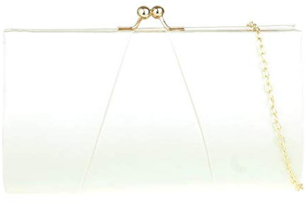 Girly Handbags Damen Satin Clutch Tasche Anlass Abend Handtasche Party Hochzeit Tasche Elfenbein