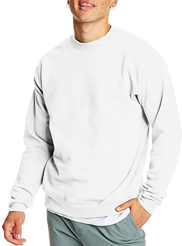 Hanes Felpa EcoSmart Maglia di Tuta, Bianco, L Uomo