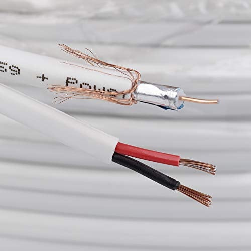 SSL Satellites RG59 + Power 100m White Coaxial Shotgun Power and Video Cable Extension for CCTV Security Camera DVR