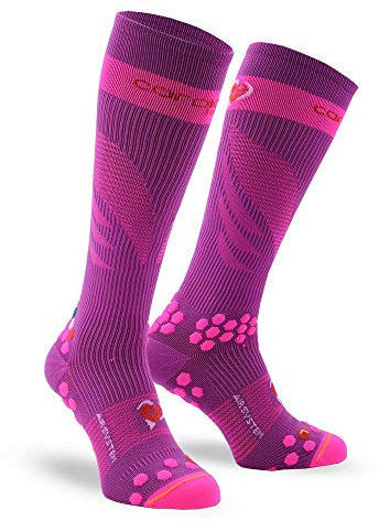 CARDIOSOX Iron Man, Calza Compressione Unisex – Adulto, Fuxia E Viola, 45-47/4L/38-46 cm