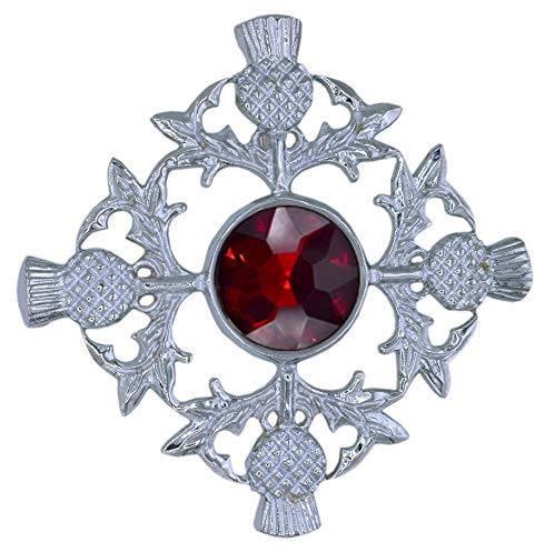 Highland Kilt Schottische Distel Fly Plaid Brosche Roter Stein Silber Verzierung 8.5cm Anstecknadel & Broschen Keltischer Knoten