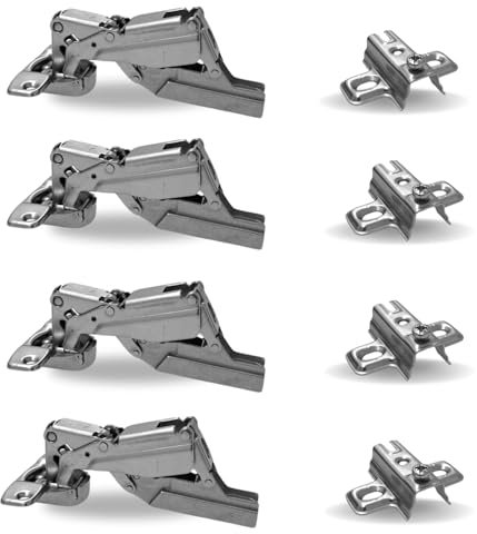 INDAUX Paquete de 4 unidades. Bisagra 180° cuello 0-9 - 18 - Patas H 0-2-4 para puertas móviles gama universal (cuello 9, H0)