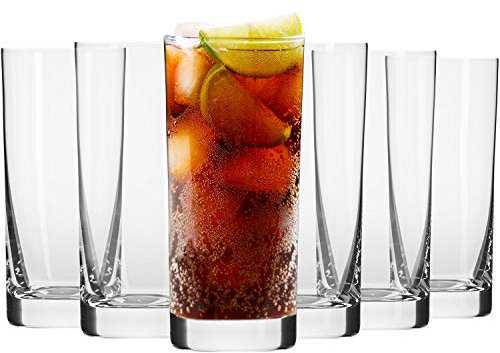 Krosno Highball Glasses, Set of 6, 11.8 oz, Blended Collection, Crystal Glass, Perfect for Everyday, Multipurpose Glasses, Dishwasher Safe, Made in Europe