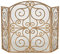 FYZS Funkenschutzgitter European Style Funkenschutz Messing Kamin Bildschirm 3-Panel Holz Feuer Funkenschutz Faltbar, Scroll Design, 33 Zoll Groß for Innen/Außen