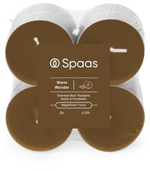 Spaas - Lumini profumati maxi, confezione da 8 pezzi, 10 ore - Warm Wonder