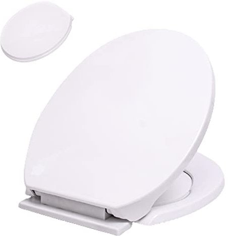 Soft Close Toilet Seat, Simple Top Fixing, O Shape Family Toilet Seat, Soft Close Adjustable Hinge Toilet Seat Cover Bathroom Lid