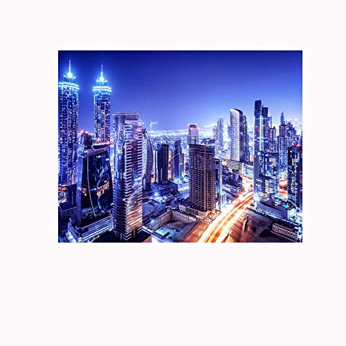 Wandbild, selbstklebende Fototapete City Night View 200 x 140 cm, Dekoration, Poster, modernes Design, für Wohnzimmer, Schlafzimmer