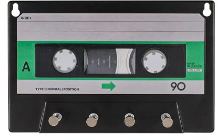 TIENDA EURASIA® Cuelga Llaves Original Cassette - Diseño Vintage 4 Ganchos - 20 x 13 cm