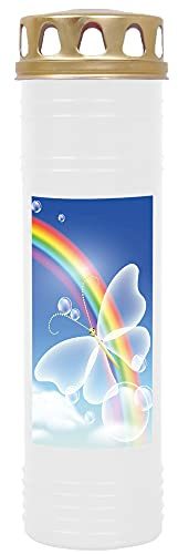 HS Candle Grabkerze Grablicht mit Motiv (Schmetterling Blau) - ca 170h / 7 Tage Brenndauer je Kerze (26cm, Ø 7cm) - viele Verschiedene Designs