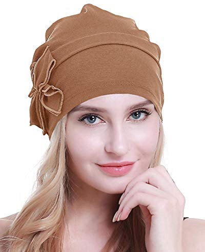 osvyo Baumwolle Chemo-Turbane Kopfbedeckung Beanie Mütze Kappe für Frauen Krebs Patienten Haarausfall Tiefe Aprikosen