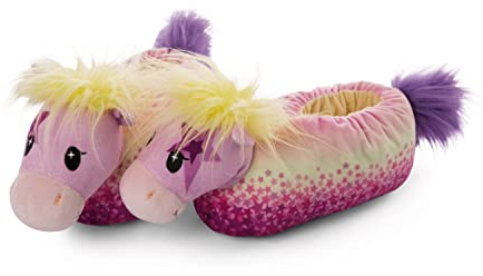NICI Hausschuhe Pony Candydust Gr. 38-41 (L) –Plüsch-Hauschuhe rutschfest – Warme Kuscheltier Hausschuhe für Jungen, Mädchen & Erwachsene – Tier-Schuhe mit Anti-Rutsch Sohle – Slippers