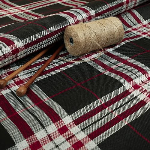 Redbrick Mill Fabrics Tweed-Polsterstoff mit strukturiertem Karomuster und Schottenmuster, für Sofas und Stühle, schwarz (Meterware)