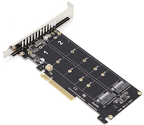 Gugxiom Adaptador Doble M.2 PCIE a SATA - Soporta PCIE 3.0 y 4.0 - 2 Tarjetas de Expansión 2 x 32 Gb/s X8 a M.2