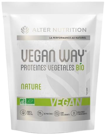 ALTER NUTRITION - Whey Vegan Bio - Nature - Prise De Masse - Faible En Matières Grasses - Végétarien - Sans Sucres Ajoutés - Fabriqué En France - 19,3g De Protéines Par Portion - Sachet De 700 g