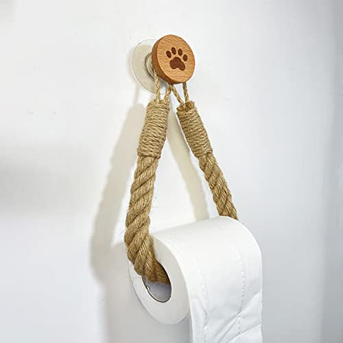 Toilettenpapierhalter Holz Ohne Bohren Klopapierrollenhalter Handtuchhalter WC Papier Halterung Seil für WC Badezimmer Bad