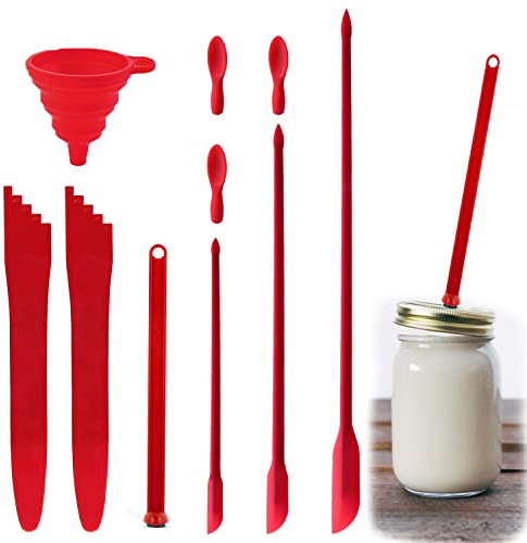 CNYMANY 7 STK Einmachset, 2 Canning Blasenentferner, 1 magnetischer Dosenheber, 1 Mini-Silikontrichter, 3 Mini-Spatel aus Silikon für Jar Kosmetikflasche, für Küche Backen Kochen Mischen