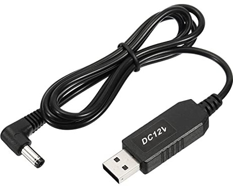 YOKIVE DC 5V to 12V USB Step Up Voltage Converter, Power Cable with DC Elbow Jack 5.5mm x 2.5mm, Great for Routers, Car Driving Recorder (Black, 6W 1A)