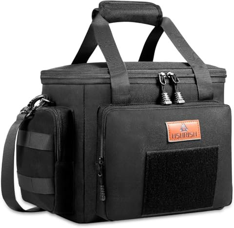 kühltasche klein isolierte Lunchtasche für Herren wasserdicht auslaufsicher verstellbare Träger, große Lunchtasche für Arbeit, Picknick Reisen 12L Schwarz HSHRISH