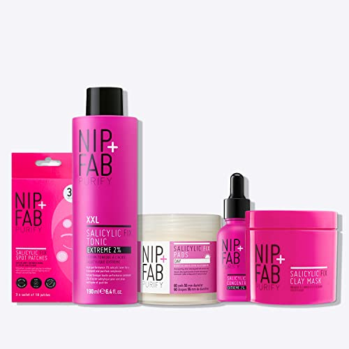 Nip + Fab Blemish Be Gone Regime LF Bundle | Salicylsäure Fix | Entgiften, glatten, ruhigen, feuchtigkeitsspendenden Haut | Teebaumform, Hyaluronsäure | Niacinamid