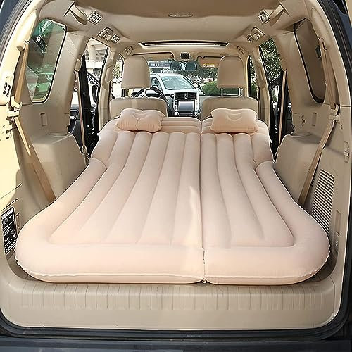 VIPHID Auto Kofferraum Luftmatratze für Sko-da Kodiaq,Autos Beflockte Schlafmatte Abziehbar Matratze,mit Luftpumpe und Zwei Kissen Reise Campingzubehör,Beige
