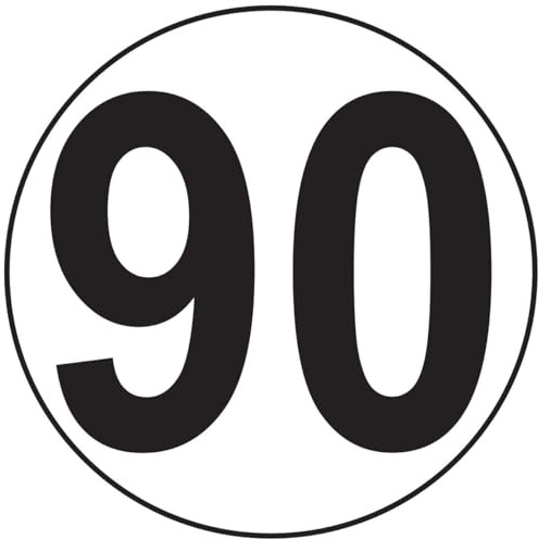 Ambiance Sticker autocollant vitesse, 90 km/h, 10 cm | Sticker signalétique adhésif prédécoupé, surface lisse, pose facile, impression HD, fabriqué en Belgique