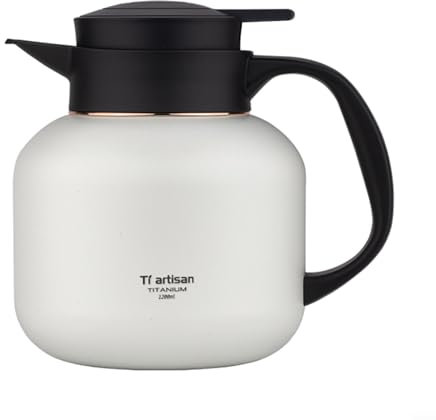 Bouteille isotherme en titane avec infuseur à thé, affichage de la température, poignée ergonomique, fond silencieux (blanc)