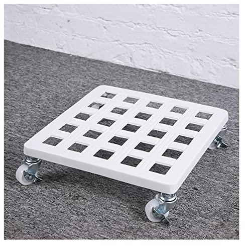 WYRMB Rustikaler quadratischer Pflanzenwagen, robuster Pflanzenständer aus Gusseisen mit Rädern, rollendes Blumentopf-Transportgestell für drinnen und draußen (Stil 2, 35 x 35 x 8 cm)