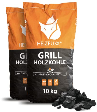 HEIZFUXX Holzkohle 10kg x 24 Sack 240kg 1 Palette Grillkohle Grillholzkohle Kohle Hartholz BBQ Für Gastro Restaurant Grill Smoker Dutch Oven Steakhouse Profi Premium Qualität Paligo