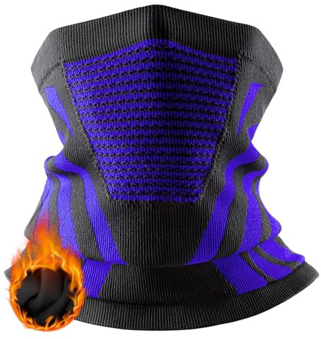 LUROON Chauffe-cou d'hiver thermique pour moto, cagoule respirante pour le visage, masque de ski d'hiver thermique, sous-casque chaud multifonctionnel homme femme pour vélo ski moto, bleu, 40-60
