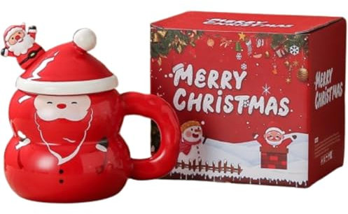 Richaa Weihnachten Kaffeebecher mit Rührlöffel 400ml Latte Macchiato Weihnachtstasse Cappuccino Tassen Kaffeetassen Mug Geschenk