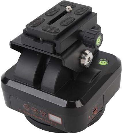 Testa Panoramica Inclinabile, Testa per Treppiede Rotante Motorizzata a 360 Gradi, Telecomando 40M 2,4G, capacità di Carico 2,2 Kg, Stabilizzatore per Testa Treppiede Video