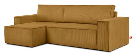Konsimo Napi Ecksofa - Ecksofa mit Schlaffunktion und Bettkasten - Eckcouch mit Schlaffunktion - Sofa - Sofabezug Ecksofa L Form - Universal Eckcouch - 246 cm - Gelb