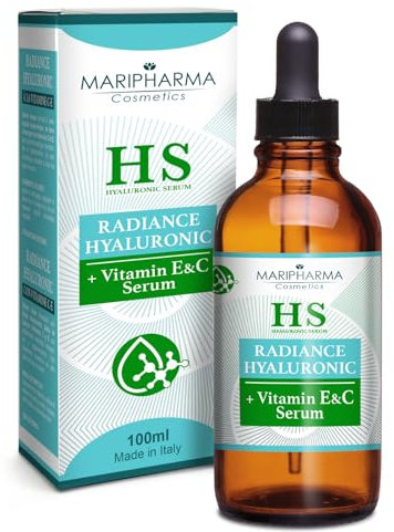 100ml Siero Viso Acido Ialuronico, Formula Naturale Antirughe con Bava di Lumaca, Aloe Vera e Vitamine C – E, Contorno Occhi Idratante e Rimpolpante MARIPHARMA