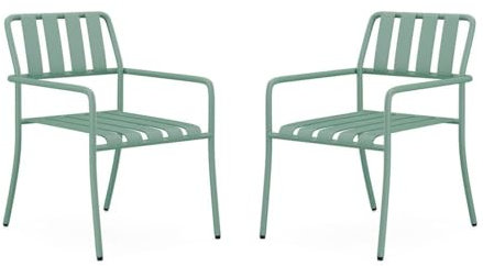 Vente-unique-Gartensessel stapelbar 2er-Set - Metall - Mandelgrün - BIRMOS von MYLIA