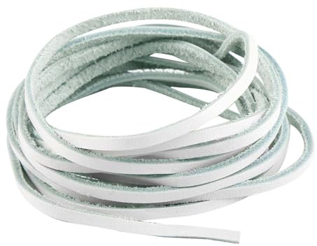 yumcute Cordon Cuir pour Bracelet, 3mm×3m Blanc Laniere Cuir, Lacets Blanc pour Collier, Processus DIY