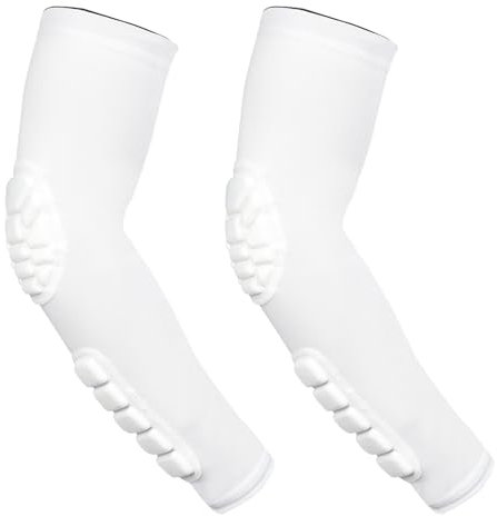 Gomitiere Portiere Calcio, Gomitiere Pallavolo Gomitiera, Gomitiere Palestra Braccioli Imbottiti Manicotti Pallavolo,Confezione Da 2 (White,XL)