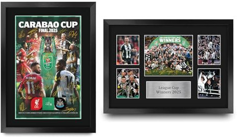 HWC Trading Magpies Collection Caraboa Cup Winners 2025 Printed Memorabilia Signed Autograph Poster for Football Fans and Supporters - A3 Framed