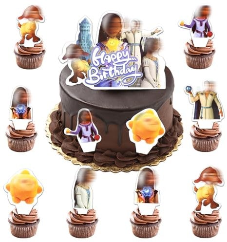 25 Pcs Princess Cake Toppers, Cake Birthday Party Decorations Figures 1 Big Cake Decoration 24 Doll Cupcake Toppers Supplies for Kids Boy Girl Birthday Shower Theme Party