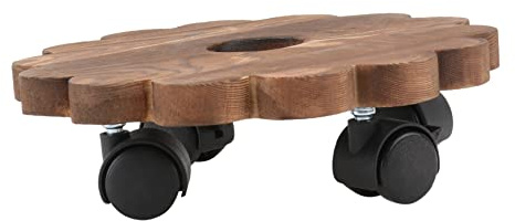 Weihnachten Event Rundes Holz Blumenrollbrett mit 4 Rollen und Bremse | Schwere Kübel, 1 Stück, Glatte Oberfläche, Ablage für Terrasse, Schützt Fliesen Zuverlässig