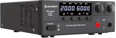 Alimentatore CC variabile, 0-60V 0-20A Alimentatore da banco CC regolato a commutazione con manopola encoder, interruttore di accensione/spegnimento dell'uscita, display a LED a 4 cifre, OVP e OCP