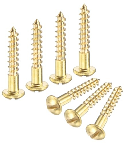 M METERXITY 50-Pack Wood Screws, M3.5 x 22mm Brass Slotted Round Head Self-Tapping Screw Indoor Fasteners for Woodworking/Furniture Repair/Industry/Gardening/DIY Crafts Decorative Screws
