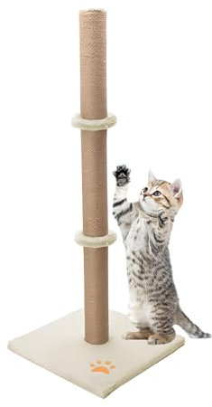 Trintion Cat Scratching Post 89cm Tall Cat Tree with Sisal-Covered Pole Soft Plush Base & Heavy-Duty Stability for Kittens & Adult Cats (Beige)