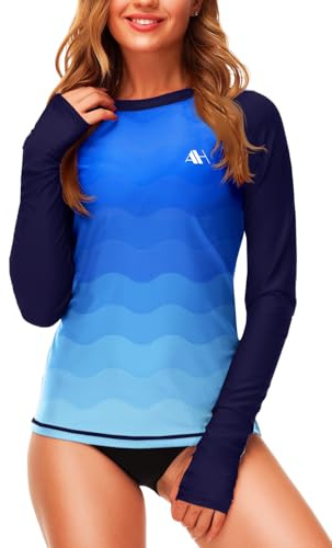 Arankhiger Damen UV Schwimmshirt UPF 50+ Rash Guard Langarm Badeshirt Mit Daumenloch