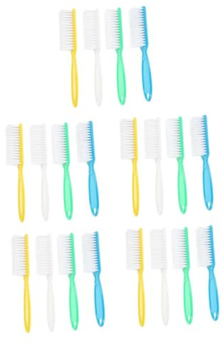 OATIPHO 20 pcs Nail Brush Long Handle Plastic Nail Cleaning Brush Soft Bristles Scrubbing Tool Personal and Salon Use Portable Design