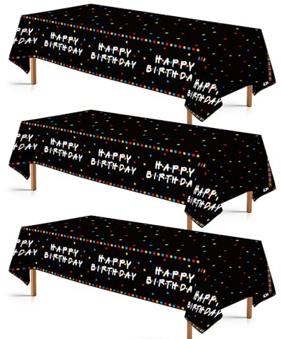 Greencian 3Pcs iFriends Birthday Tablecloth iFriends TV Series Table Cover Plastic Rectangle Happy Birthday Table Cloth Party Decorations for TV Show Fans Friend Themed Party Supplies 54 x 108